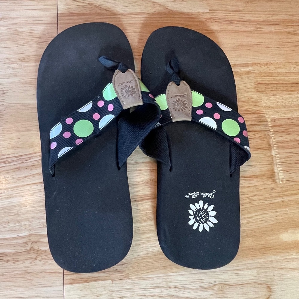 Yellow Box Womens Black Polka Dot Platform Flip Flop Sandals Pink Green 10